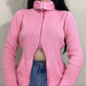 90s /early 00s pink cardigan /sweater
